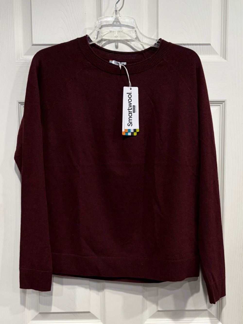 SmartWool Women's Medium Edgewood Color-Block Crew Sweater Maroon NWT Wool Blend